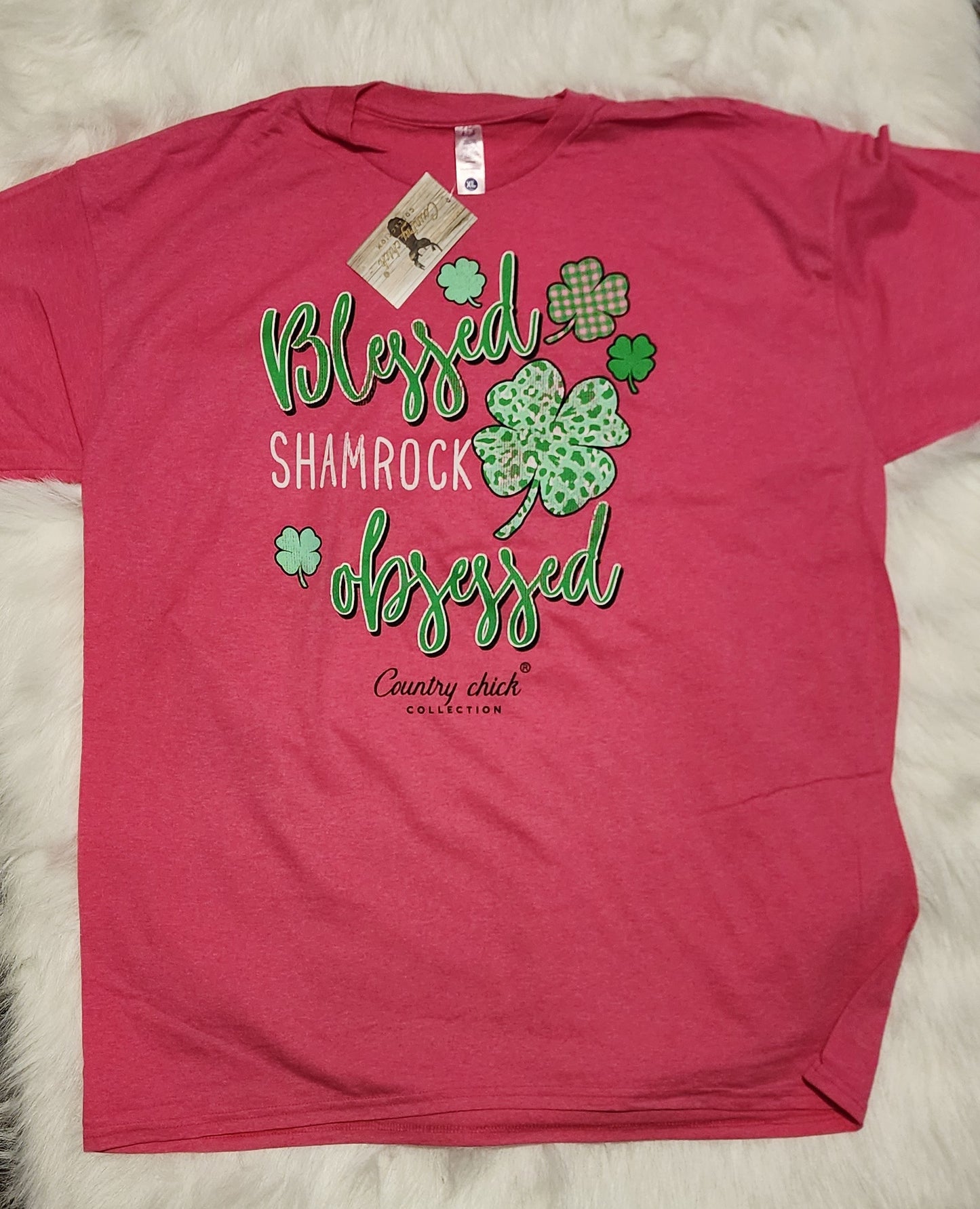 Country Chick Blessed Shamrock Obsessed t-shirt