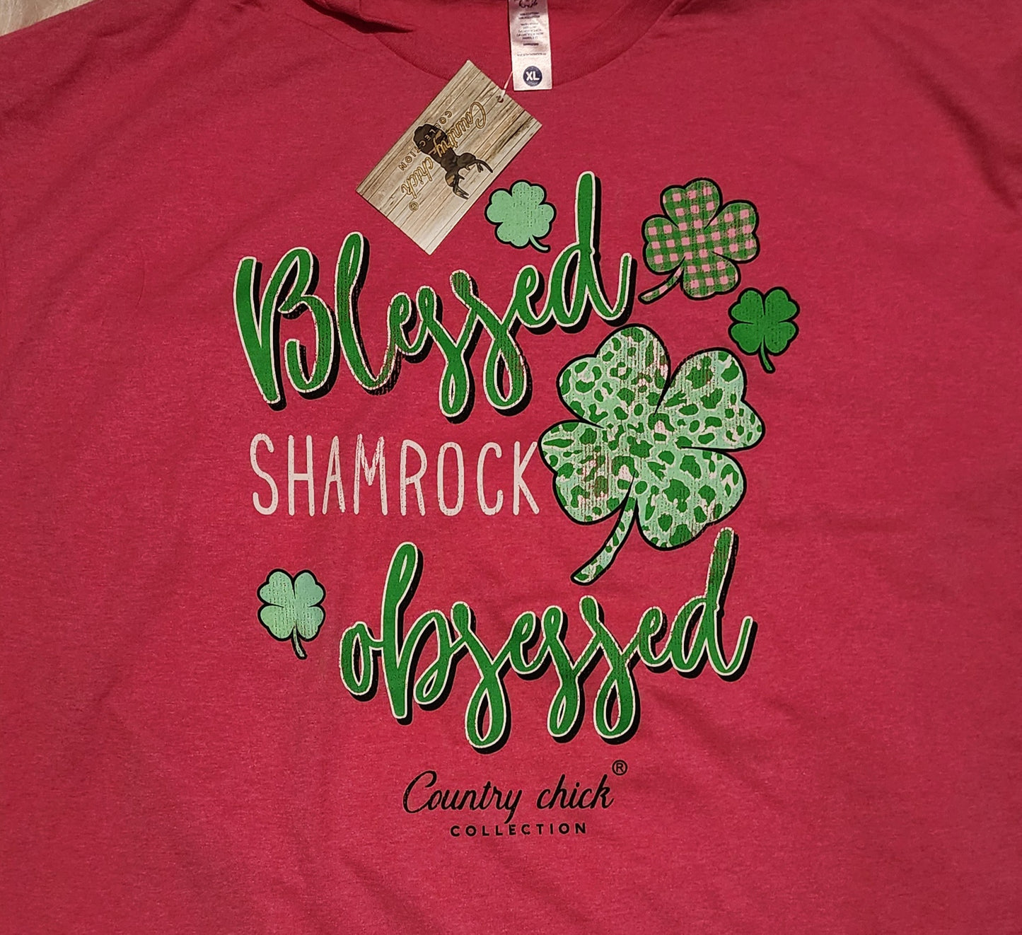 Country Chick Blessed Shamrock Obsessed t-shirt