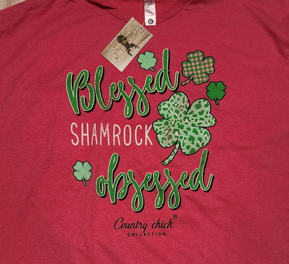 Country Chick Blessed Shamrock Obsessed t-shirt