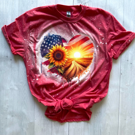 Heart Shaped American Flag T-shirt